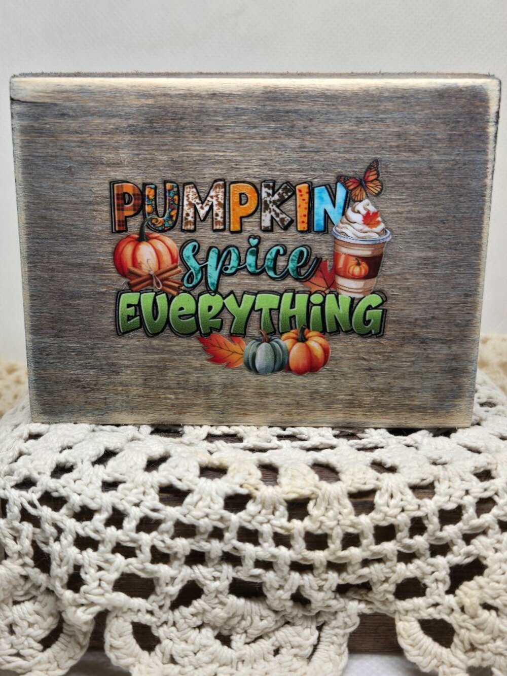 Handcrafted Decor, Mini Wood Sign, "Pumpkin Spice Everything" Floral Fall Decor